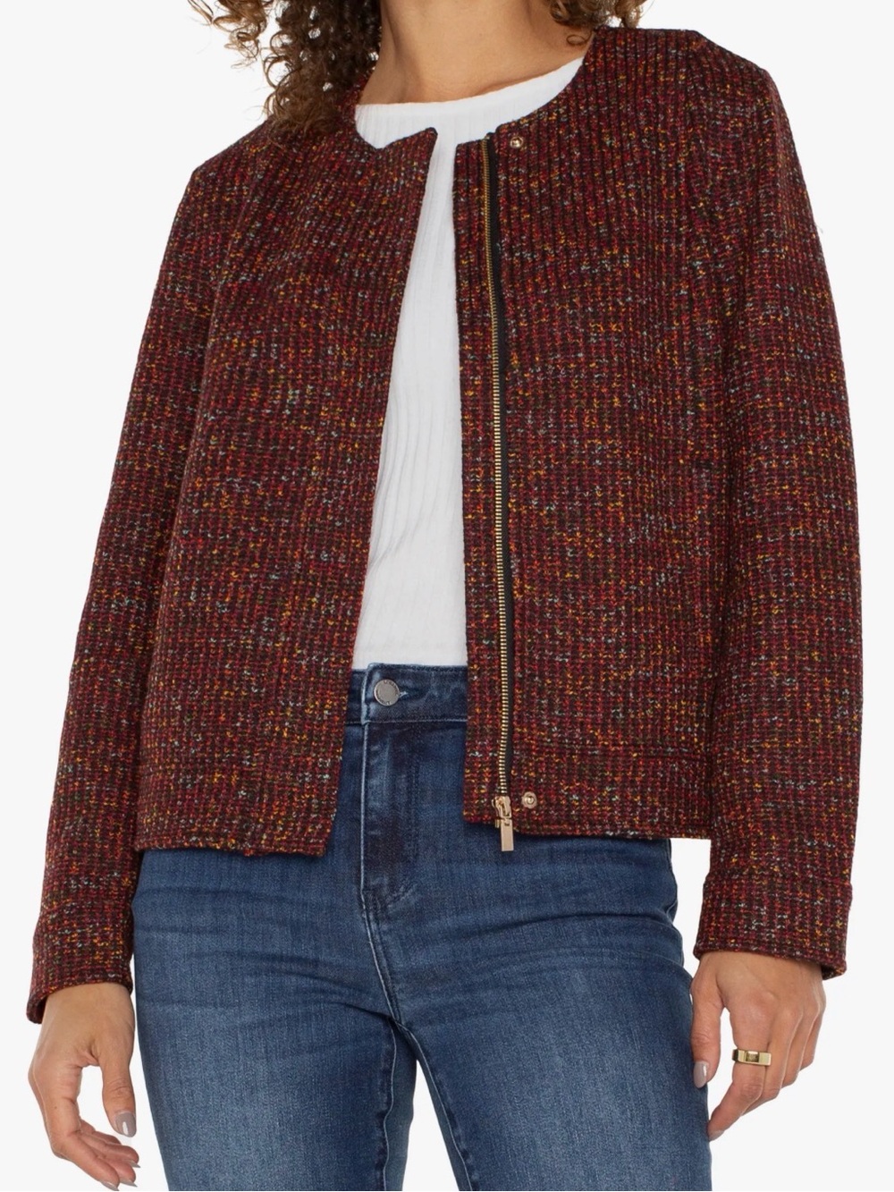 Liverpool Los Angeles NWT Collarless Bouclé Knit Jacket - Size XS